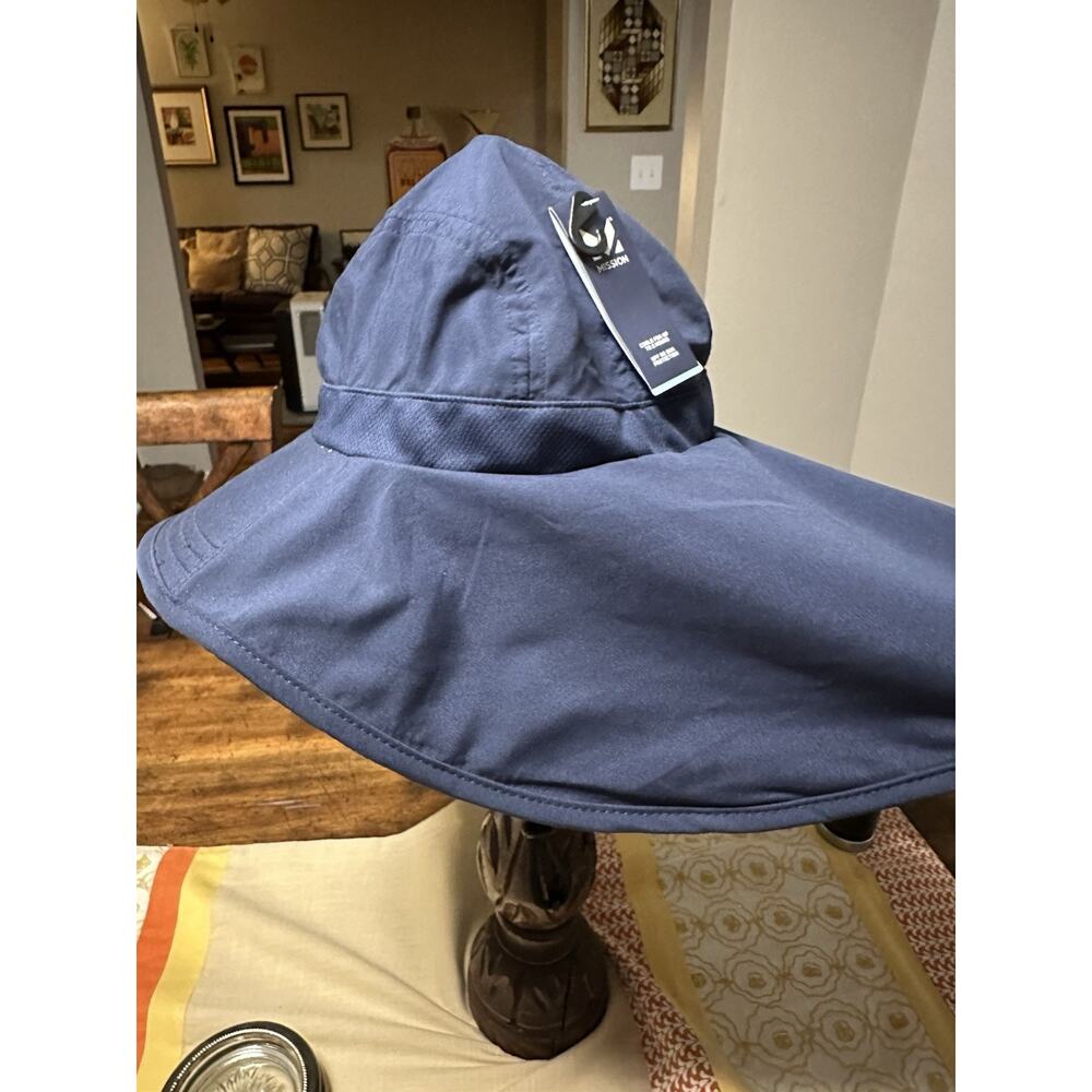 Mission Cooling Sun Defender Hat, Upf50 Navy Unisex Wide-Brim Hat Nape